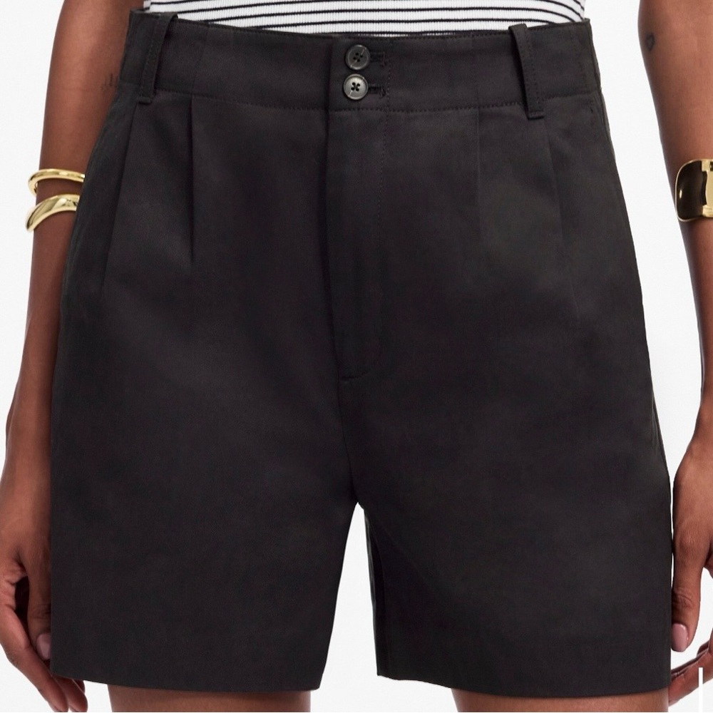 Madewell Pleated High Waist Lyocell/Cotton/Linen Black Shorts Size 14 - Picture 3 of 9